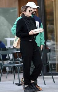 Elizabeth Olsen in a Black Sweatsuit