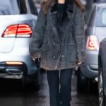 Emily Ratajkowski in a Black Sheepskin Jacket Was Seen Out in the West Village in New York City  01/19/2023