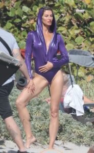 Gisele Bundchen in a Purple Swimsuit