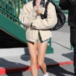 Hailey Bieber in a White Sneakers Attends a Hot Pilates Class in Los Angeles 01/17/2023