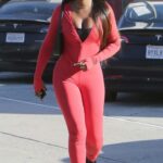 Justine Skye in a Red Catsuit Was Seen Out in West Hollywood 01/06/2023