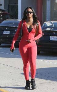 Justine Skye in a Red Catsuit