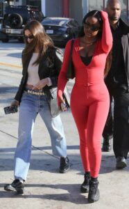 Justine Skye in a Red Catsuit