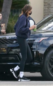 Kaia Gerber in a Black Protective Mask