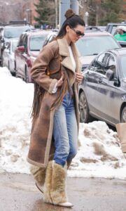 Kendall Jenner in a Tan Sheepskin Coat