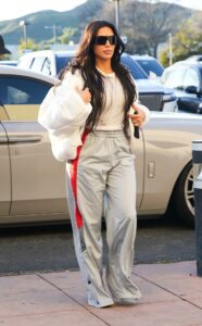 Kim Kardashian in a White Puffer Jacket