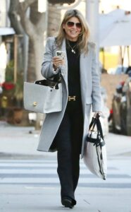 Lori Loughlin in a Grey Coat