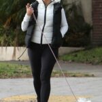 Nicole Murphy in a White Beanie Hat Walks Her Dog in Beverly Hills 01/07/2023