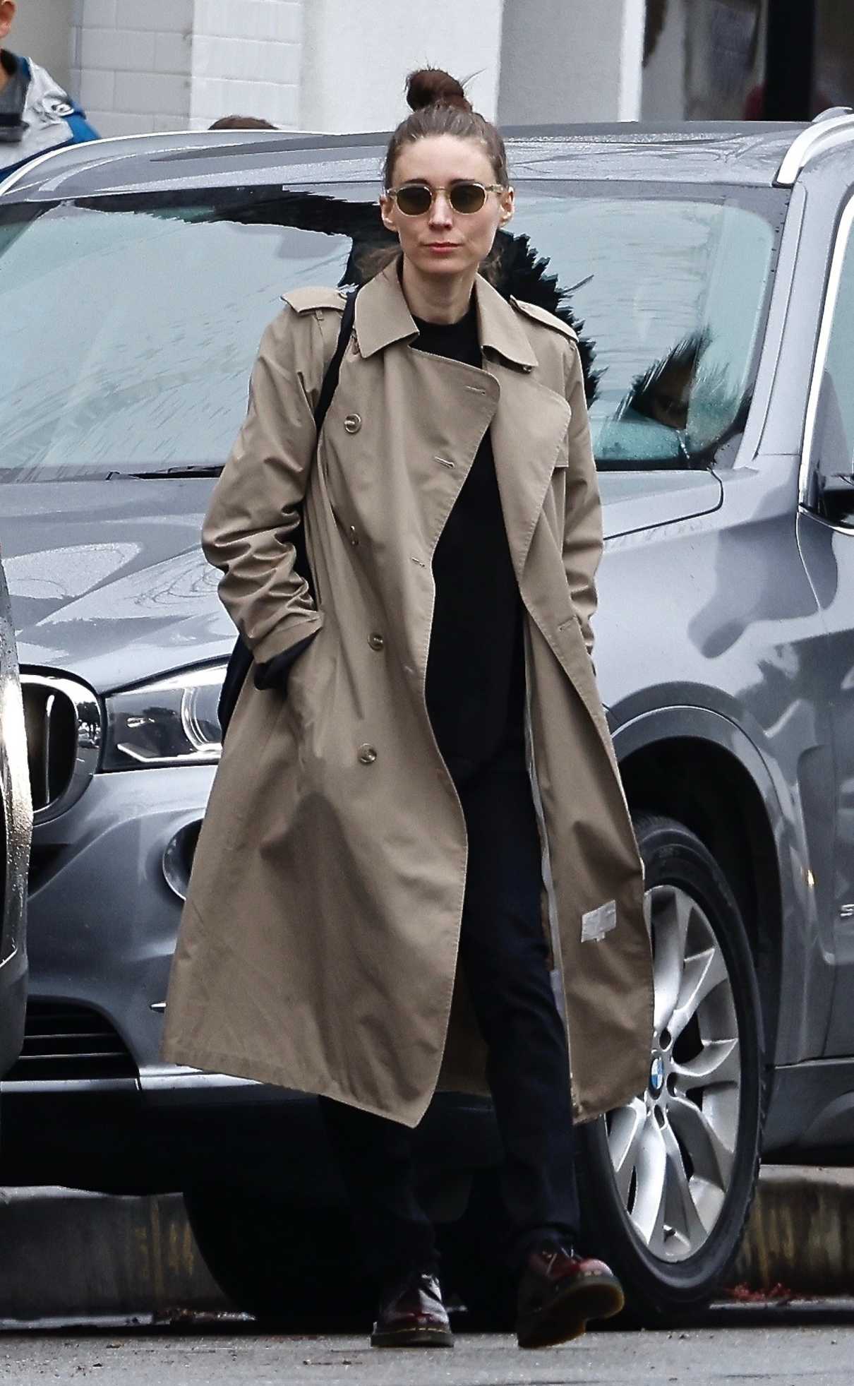 Rooney Mara in a Beige Trench Coat