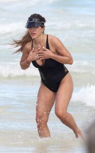 Teresa Giudice in a Black Swimsuit