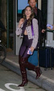 Alison Brie in a Purple Catsuit