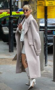 Ashley Roberts in a Tan Coat