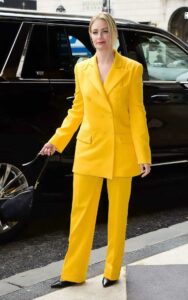 Beth Behrs in a Yellow Pantsuit