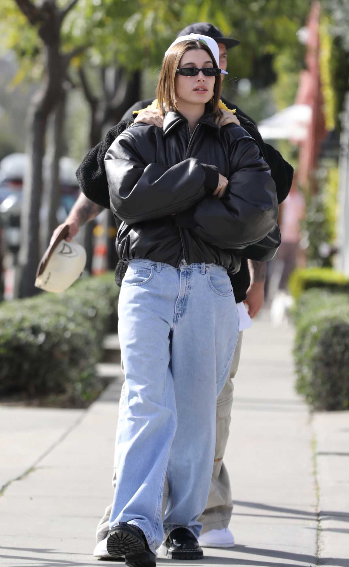 Hailey Bieber in a Black Jacket