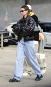 Hailey Bieber in a Black Jacket
