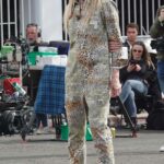 Heidi Klum in an Animal Print Jumpsuit Filming Her Show Next Top Model in Las Vegas 02/06/2023