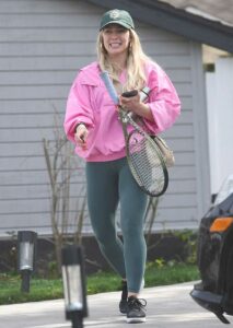 Hilary Duff in a Pink Jacket