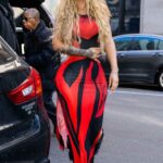 Iggy Azalea in a Red and Black Dress Was Seen Out in SoHo in New York City 02/13/2023