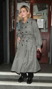 Jenna Coleman in a Chess Print Trench Coat