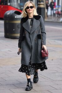 Jenna Coleman in a Grey Coat