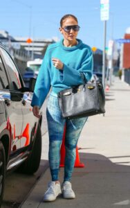 Jennifer Lopez in a Baby Blue Sweater