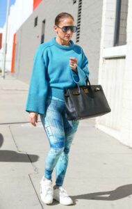 Jennifer Lopez in a Baby Blue Sweater