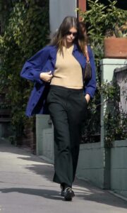 Kaia Gerber in a Black Pants