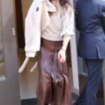 Katie Holmes in a Brown Leather Skirt Steps Out Ahead of Her Broadway Play in New York 02/18/2023