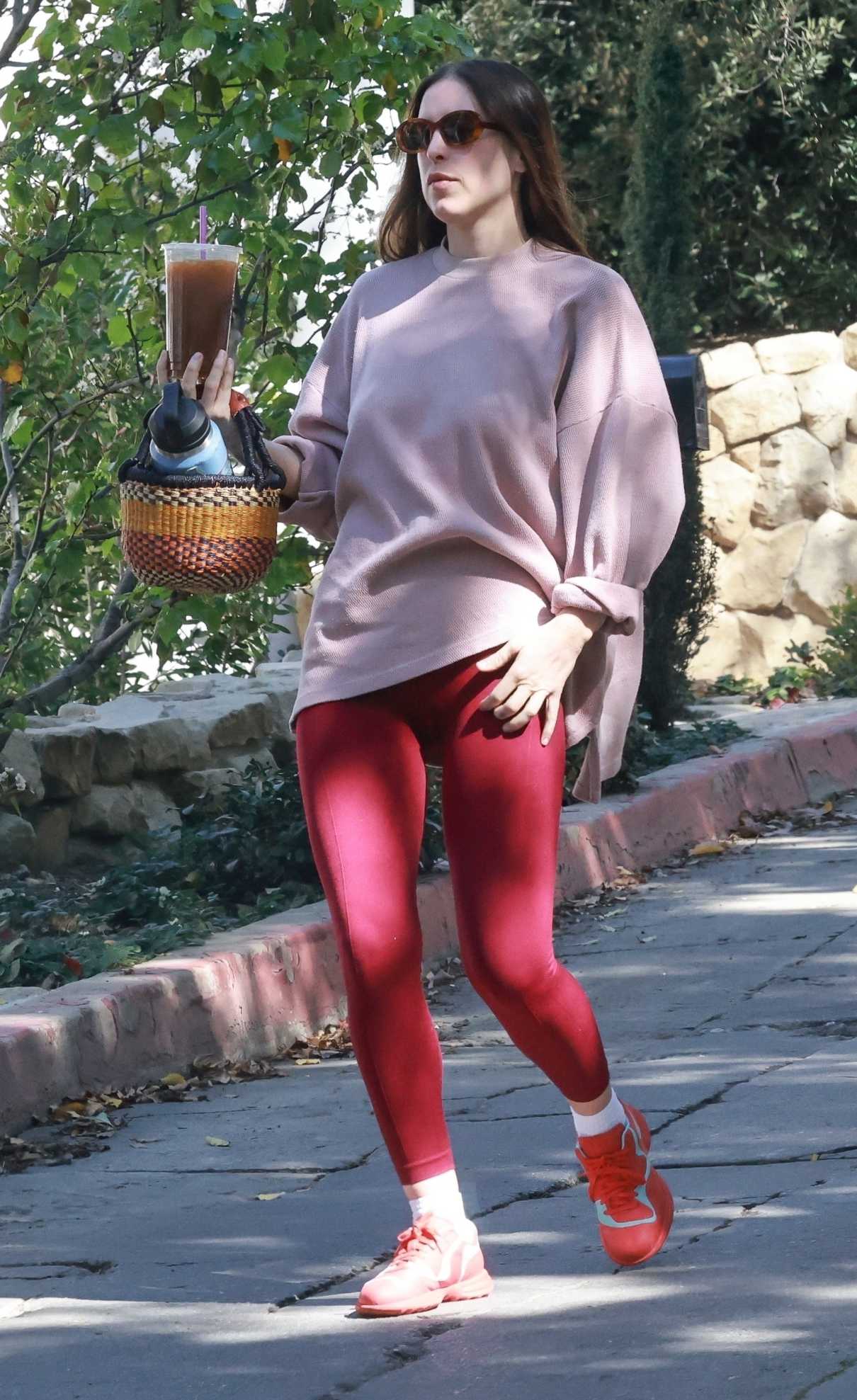 Scout Willis in a Red Leggings