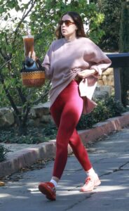 Scout Willis in a Red Leggings