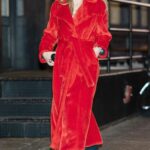 Suki Waterhouse in a Red Fur Coat Was Seen Out in New York 01/30/2023