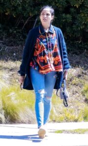Freida Pinto in a Blue Ripped Jeans