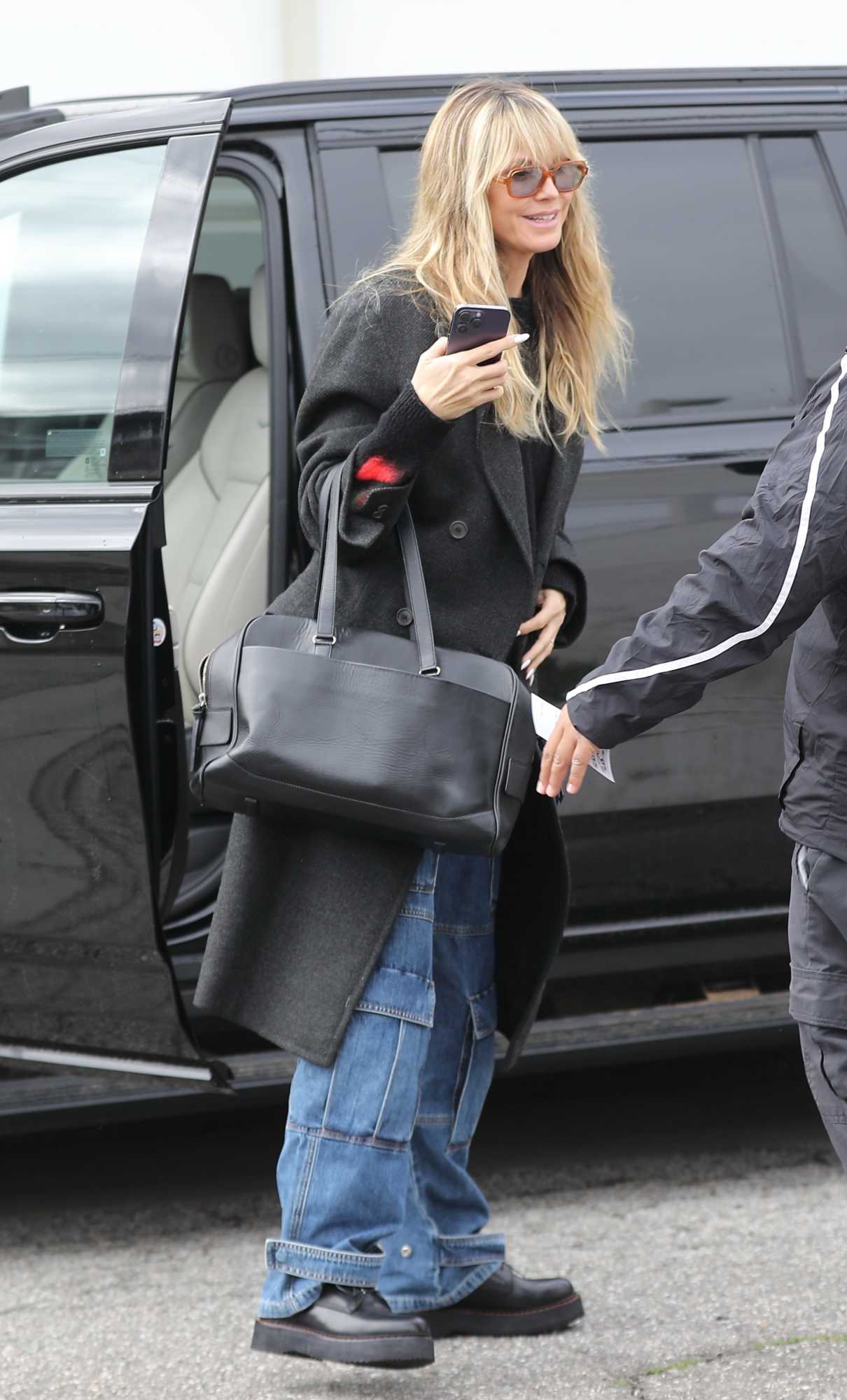 Heidi Klum in a Grey Coat