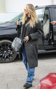 Heidi Klum in a Grey Coat