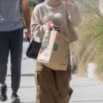 Hilary Duff in a Beige Knitted Turtleneck Goes Shopping at Los Angeles 03/04/2023