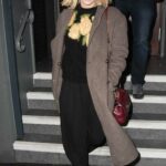 Jenna Coleman in a Tan Coat Exits a Theater in London 03/08/2023