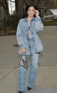 Jenna Dewan in a Denim Pantsuit