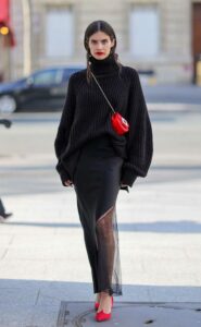Sara Sampaio in a Black Sweater