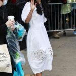 Ali Wong in a White Dress Leaves the Good Morning America Studios in New York 04/05/2023