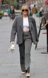 Ashley Roberts in a Grey Trouser Suit