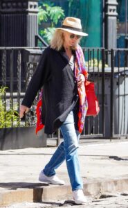 Blythe Danner in a Black Cardigan