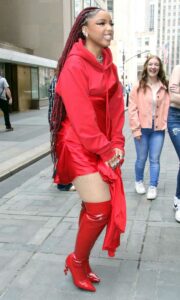 Chloe Bailey in a Red Ensemble