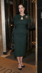 Dita Von Teese in a Green Dress