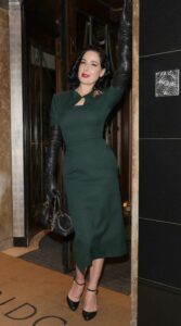 Dita Von Teese in a Green Dress