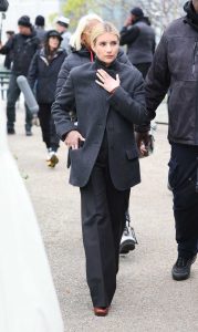 Emma Roberts in a Grey Blazer