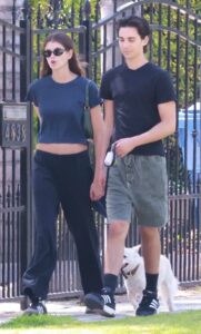 Kaia Gerber in a Blue Tee