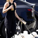 Lucy Hale in a Black Tank Top Walks Her Dogs in Los Angeles 04/23/2023