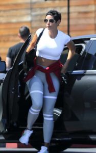 Nicole Murphy in a White Crop Top