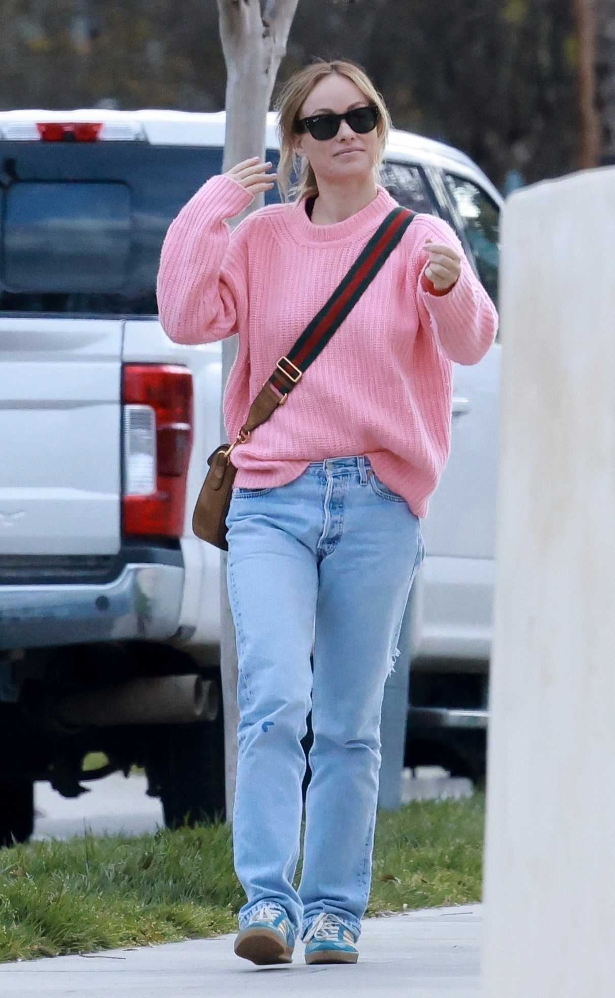 Olivia Wilde in a Pink Sweater