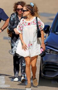 Rita Ora in a Floral T-shirt Dress